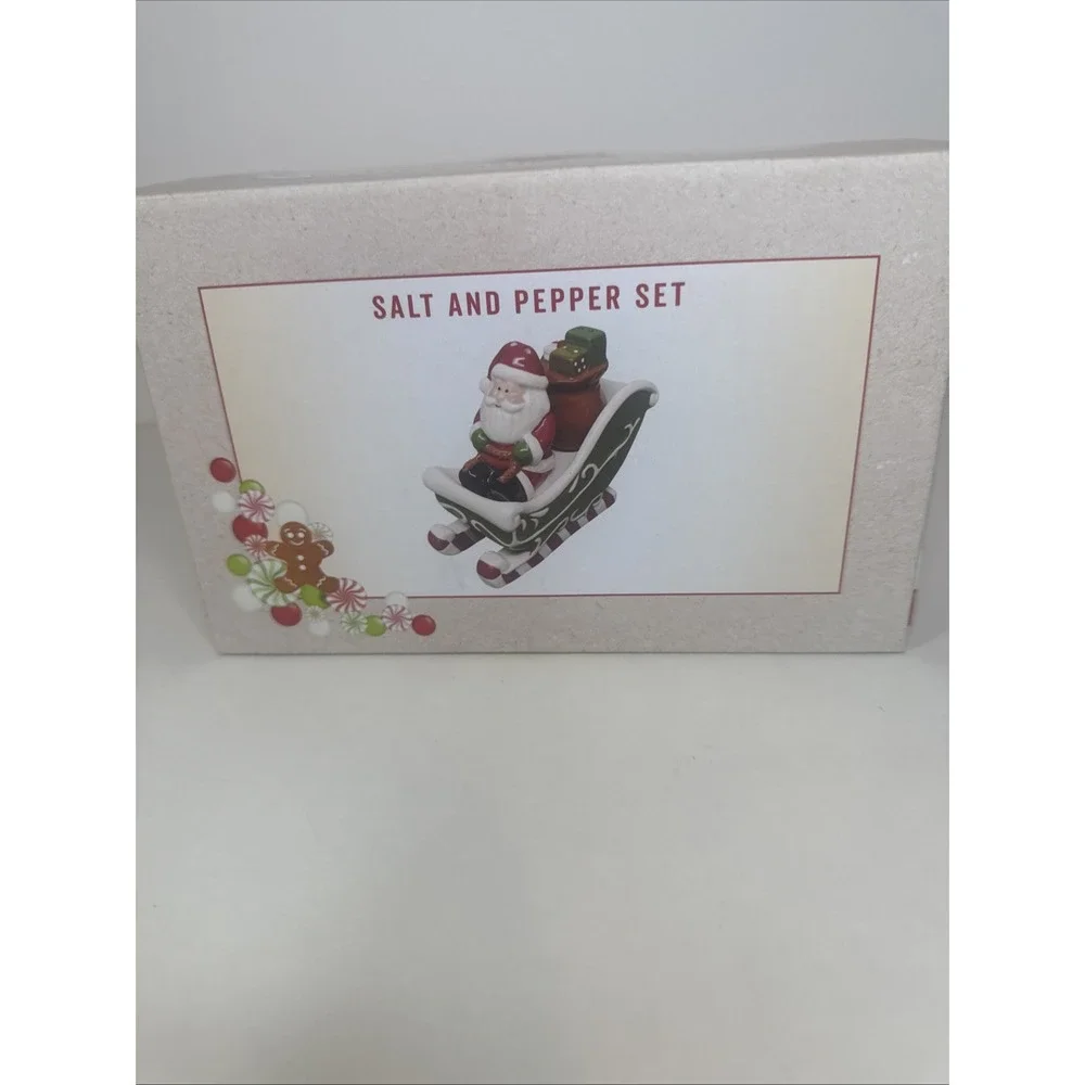 Cracker Barrel‎ Santa Sleigh & Toys Salt & Pepper Set, Unused, In Original Box